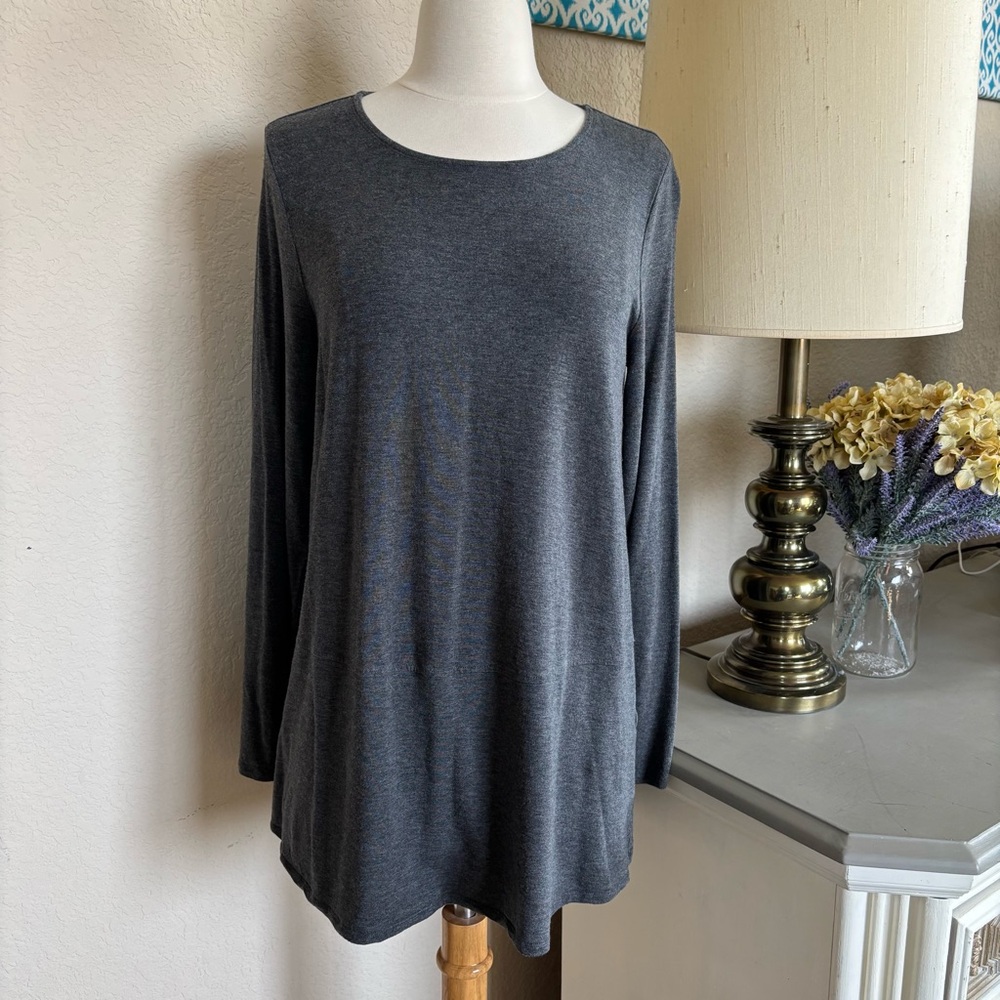 Eileen Fisher Crew Neck Jersey tunic tencel long sleeve women shirt Womens Med